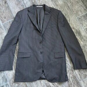 Burberry London Pinstriped Blazer, Brown Blue, 100% Wool, Men’s Size 40 Long